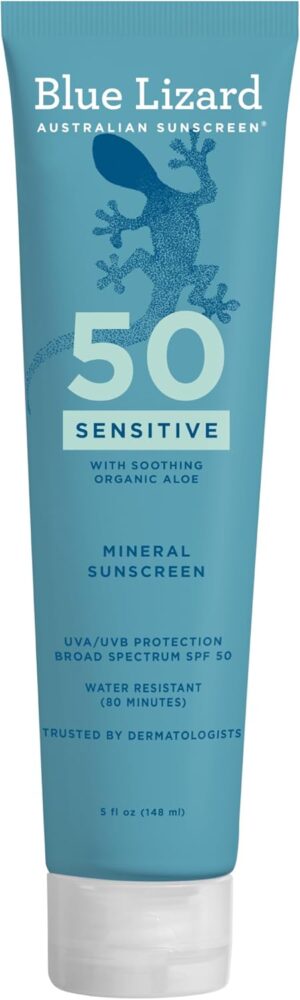 Blue Lizard Sensitive Mineral Sunscreen SPF 50 Sunscreen Lotion, 5 fl oz