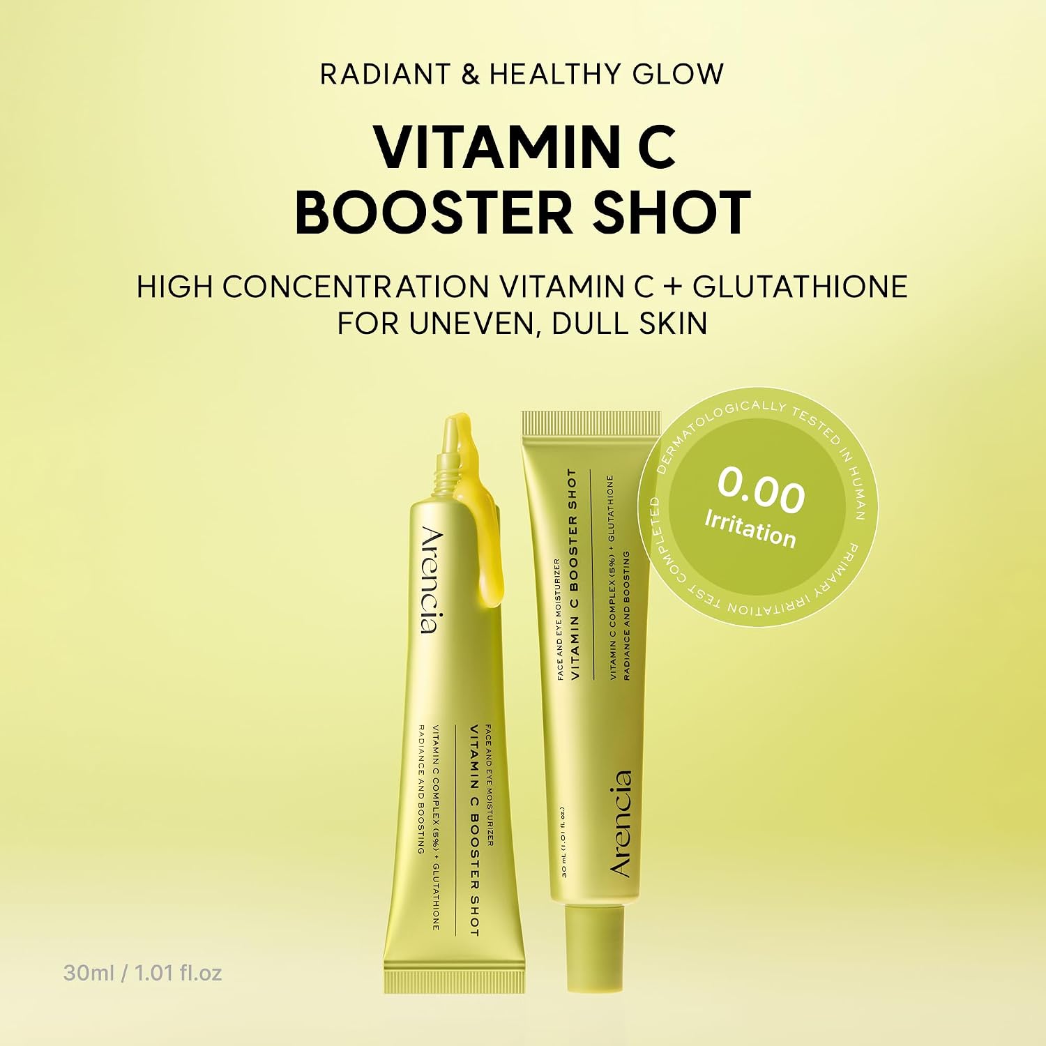 Arencia Vitamin C Booster Shot Serum with Glutathione, Niacinamide and Vitamin E for Dark Spot Care, Fine Lines & Wrinkles, Glass Skin, Korean Skincare 30ml/1.01 fl.oz - Image 2